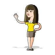 cartoon pretty woman waving N27