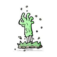cartoon zombie hand rising from ground N4