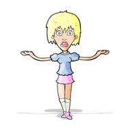 cartoon woman shrugging shoulders N154