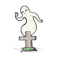 cartoon ghost rising from grave N19