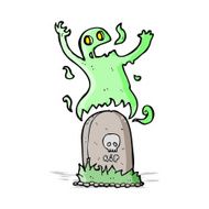 cartoon ghost rising from grave N20