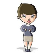 cartoon woman gesturing at self N9