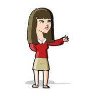 cartoon woman gesturing to show something N8