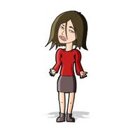 cartoon woman shrugging shoulders N155