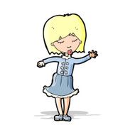 cartoon waving woman N41