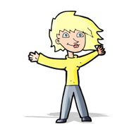 cartoon excited woman waving N3