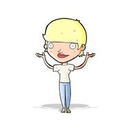 cartoon woman holding arms in air N4