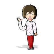 cartoon shocked woman waving hand N4