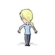 cartoon woman shrugging shoulders N156