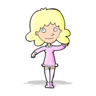cartoon friendly woman waving N16