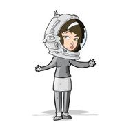 cartoon woman wearing astronaut helmet N4