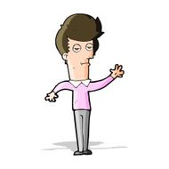 cartoon bored man waving N3