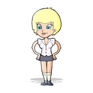 cartoon pretty woman with hands on hips N7