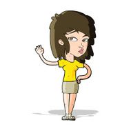 cartoon pretty woman waving N28