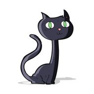 cartoon black cat N39