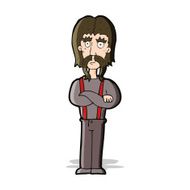 cartoon long mustache man with folded arms N4