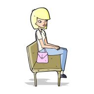 cartoon woman sitting on bench N4