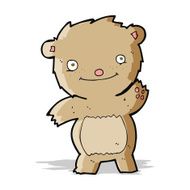 cartoon waving teddy bear N16