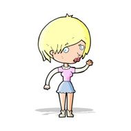 cartoon waving woman N42