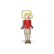 cartoon woman shrugging shoulders N158