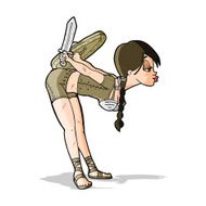 cartoon viking girl bowing N3