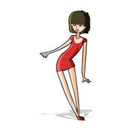 cartoon woman in dress leaning N5