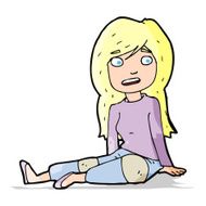 cartoon girl sitting on floor N4