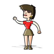 cartoon woman in spectacles waving N5