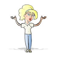 cartoon woman raising hands in air N5