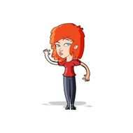 cartoon pretty woman waving N30
