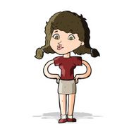 cartoon pretty girl with hands on hips N5