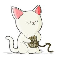 cartoon cat playing with ball of yarn N2