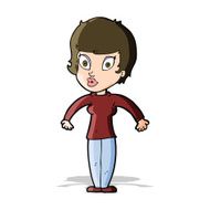 cartoon woman shrugging shoulders N162