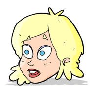 cartoon female face with surprised expression N8