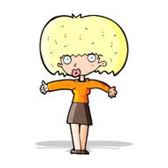 cartoon woman giving thumbs up symbol N21