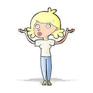 cartoon woman throwing arms in air N4