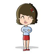 cartoon happy woman with folded arms N8