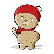 cartoon teddy bear in winter hat and scarf N3