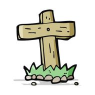 cartoon wooden cross grave N10