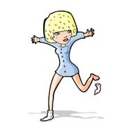 cartoon woman kicking off sock N3