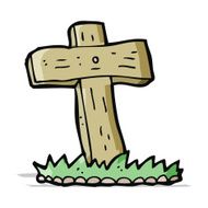 cartoon wooden cross grave N11