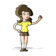 cartoon pretty woman waving for attention N5