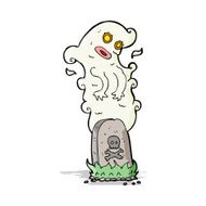 cartoon ghost rising from grave N21