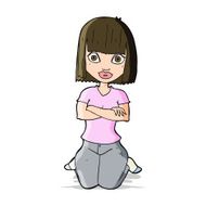 cartoon woman kneeling N5