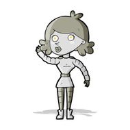 cartoon robot woman waving N7