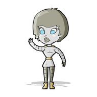 cartoon robot woman waving N8
