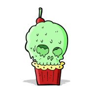 cartoon spooky skull cupcake N5