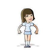 cartoon woman shrugging shoulders N163