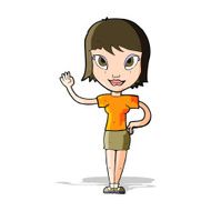 Cartoon Woman Waving N101