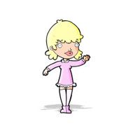 Cartoon Woman Waving N102